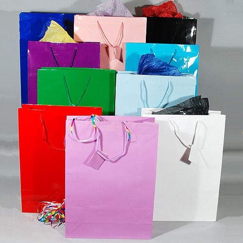 Gift Bags, Solid Color Gift Bags, Glossy Gift Bags