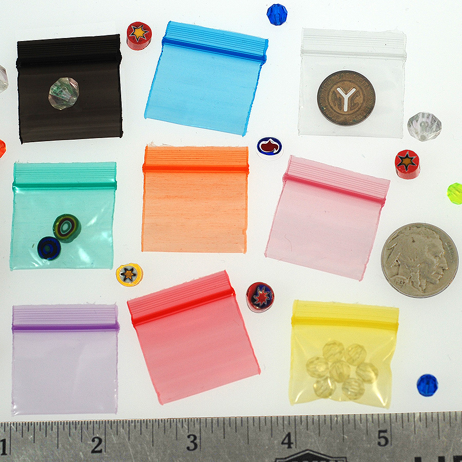 Small Mini Ziplock 100 5858 Color Colored Bags You Choose Print 5/8 X 5/8  Baggies Apple Brand (Green)