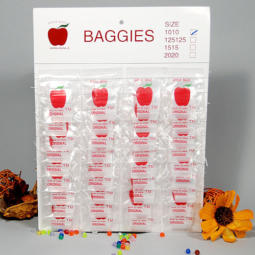 Apple Bags Reclosable Zip Baggies 2.5 Mil Card Contains 36 pks of 18