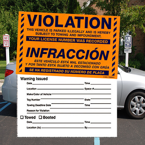 Parking Violation Stickers, Towing Stickers- Permanent- 8